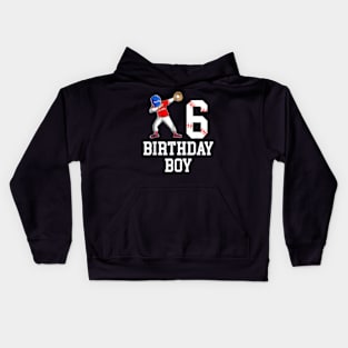 6Th Birthday Baseball Big Number Six 6 Year Old Boy Girl Kids Hoodie